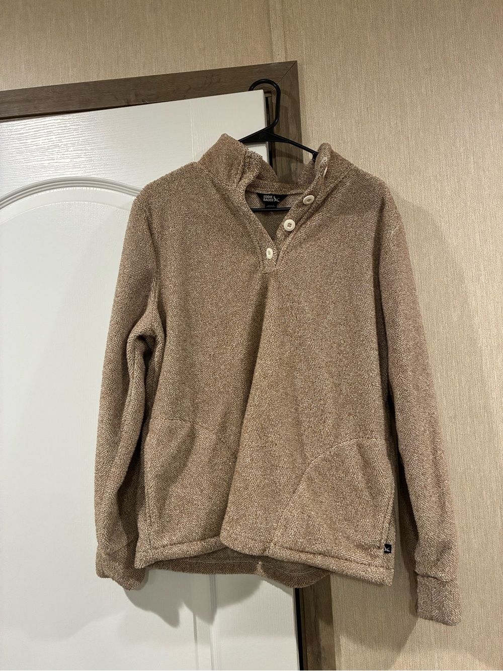 Eddie Bauer Light Brown Zip-Button Fleece Pullover